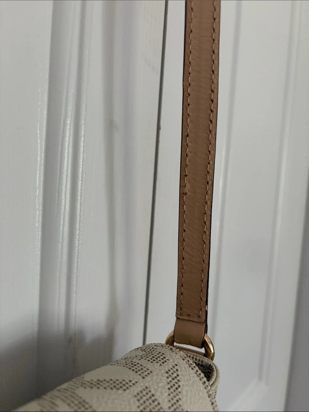 Michael Kors Cream Logo Crossbody Bag with Gold Plate
